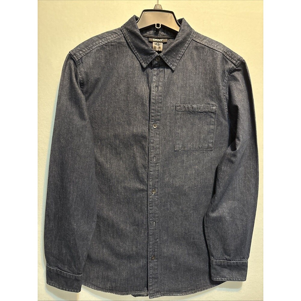 DKNY Men’s Dark Denim LS Button Down Shirt Size XS M2020022